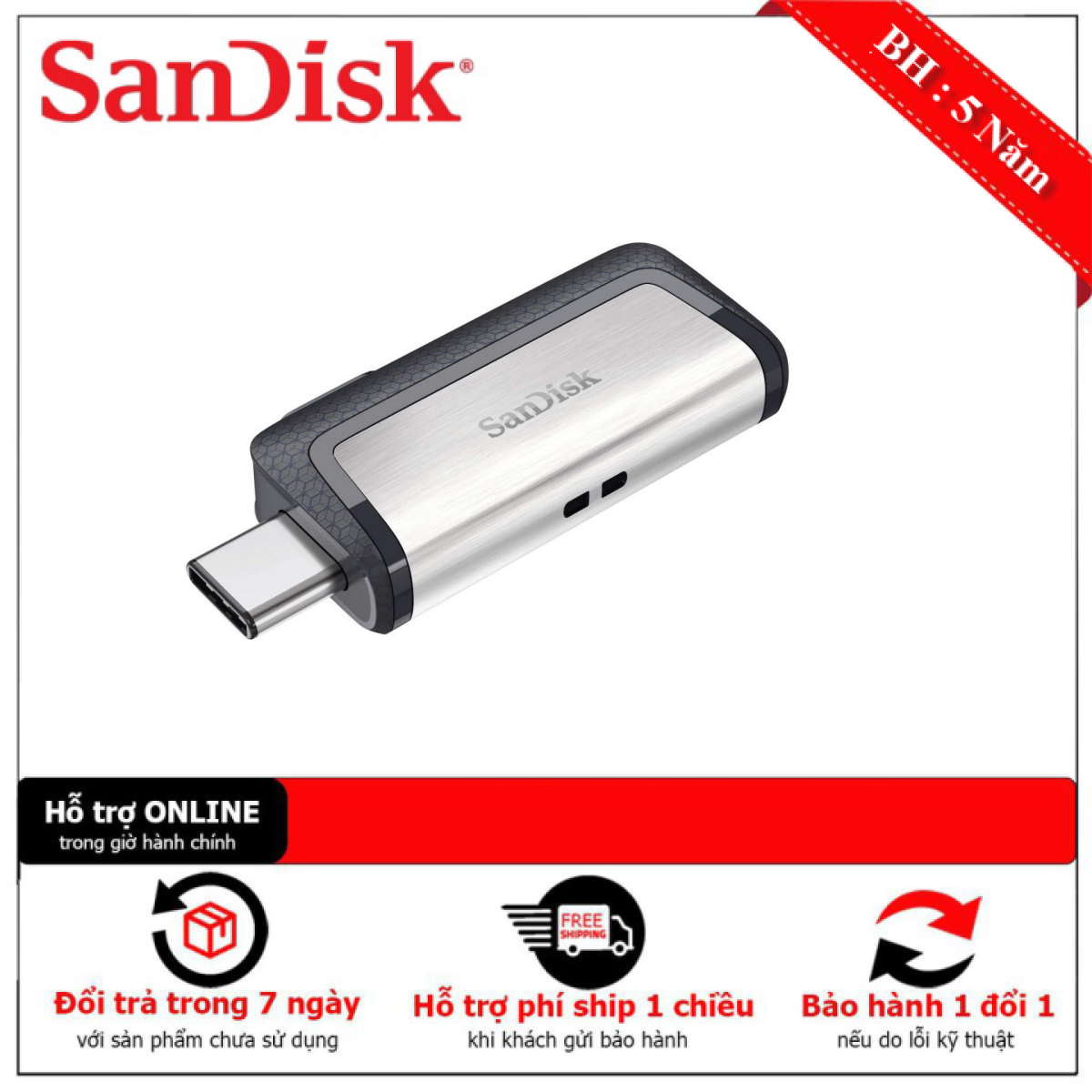[HCM][Bán Lỗ] USB Sandisk Ultra Dual OTG Type-C USB 3.1 DDC2 128GB SDDDC2-128G-G46 [Bảo Hành 5 Năm]- 1 Đổi 1