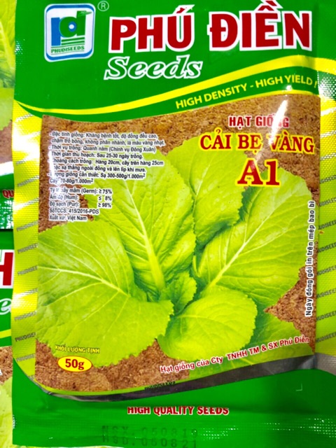 HẠT GIỐNG RAU CẢI BẸ VÀNG A1 50gr