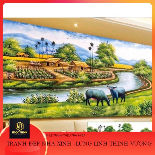 Tranh đính đá Phong cảnh đồng quê Y8095 Y8096 chưa đính