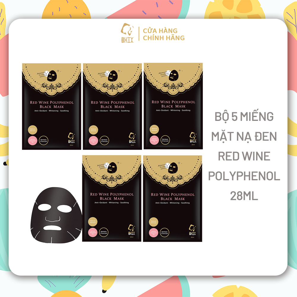 Bộ 5 miếng mặt nạ đen BUTYBUTY Red Wine Polyphenol 28ml
