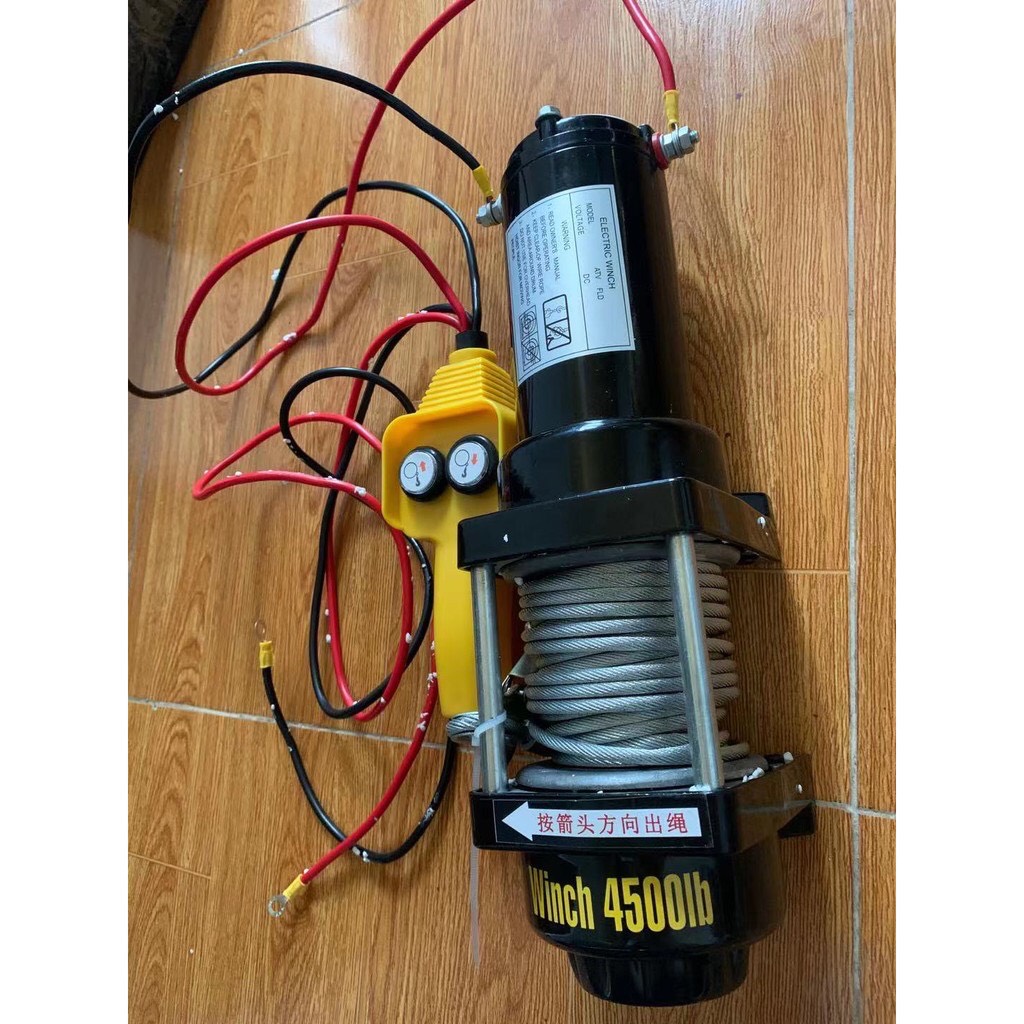 Tời điện 12v ắc quy 4500IBS(lực kéo 2041kg, lực nâng 400kg)