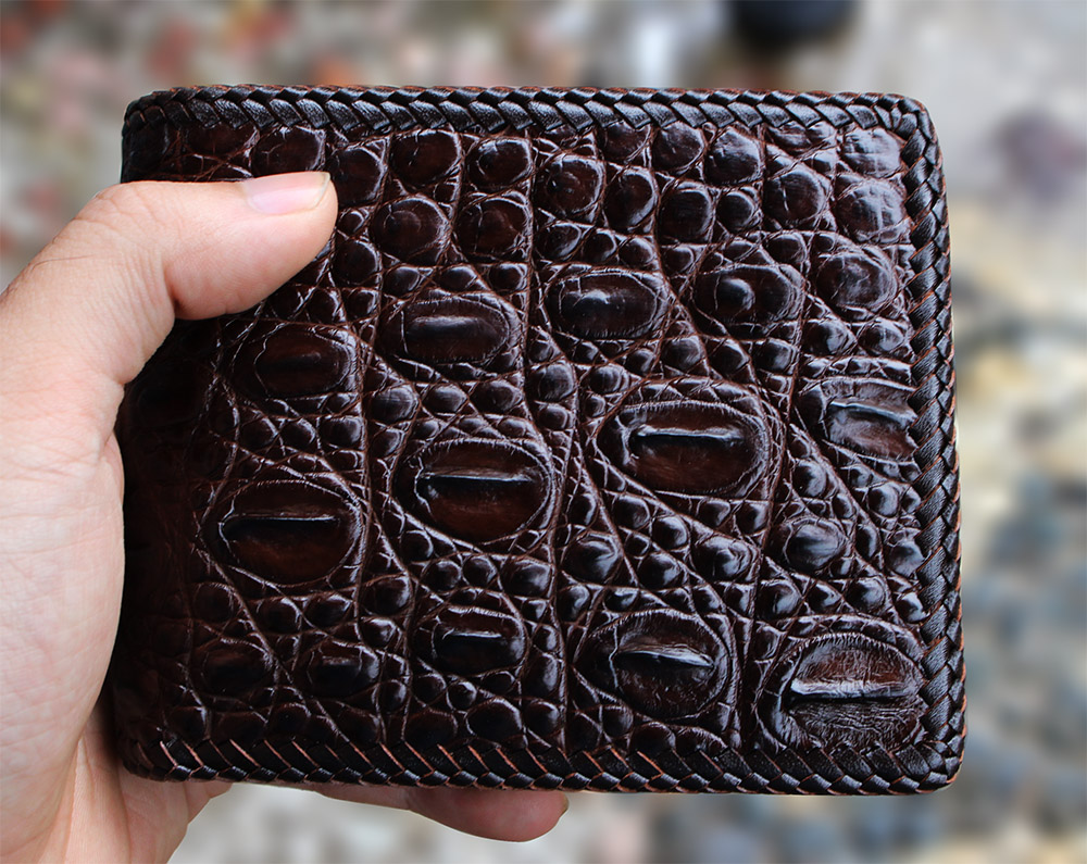 Ví Nam Da Cá Sấu 2 Mặt. [VÂY ĐUÔI CÁ SẤU LỚN RẤT ĐẸP]. Sản Phẩm Cao Cấp