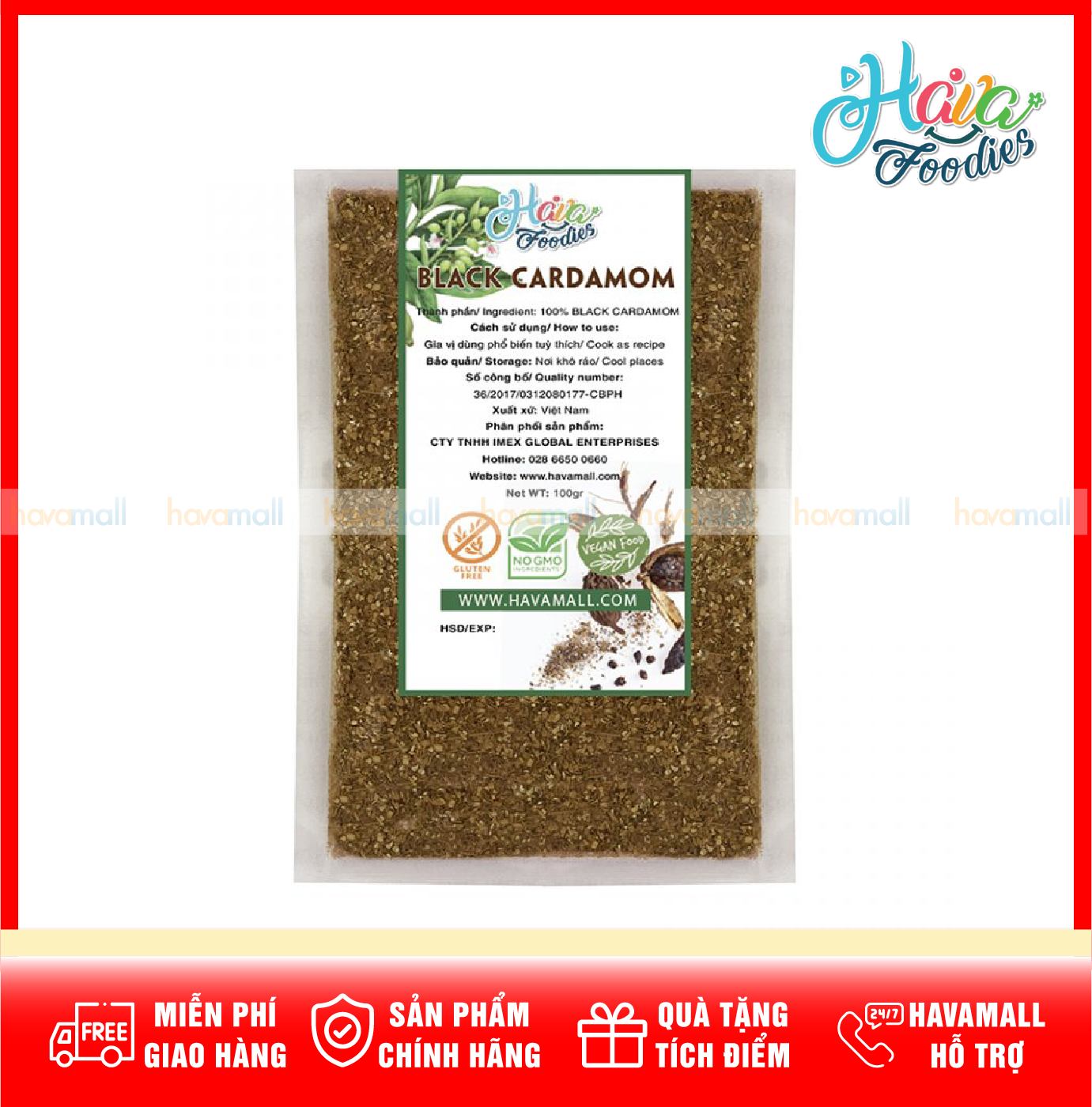 [HOÀN TIỀN MAX 10%]Bột Thảo Quả Đen Havafood – Black Cardamom