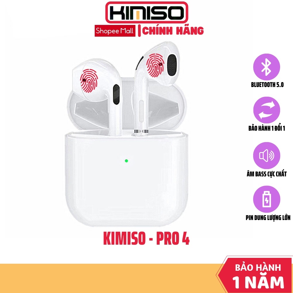 ❀ Tai Nghe Không Dây Bluetooth KIMISO Pro 4 TWS 5.0 - Có Mic - Cảm Biến - Định Vị - Đổi Tên