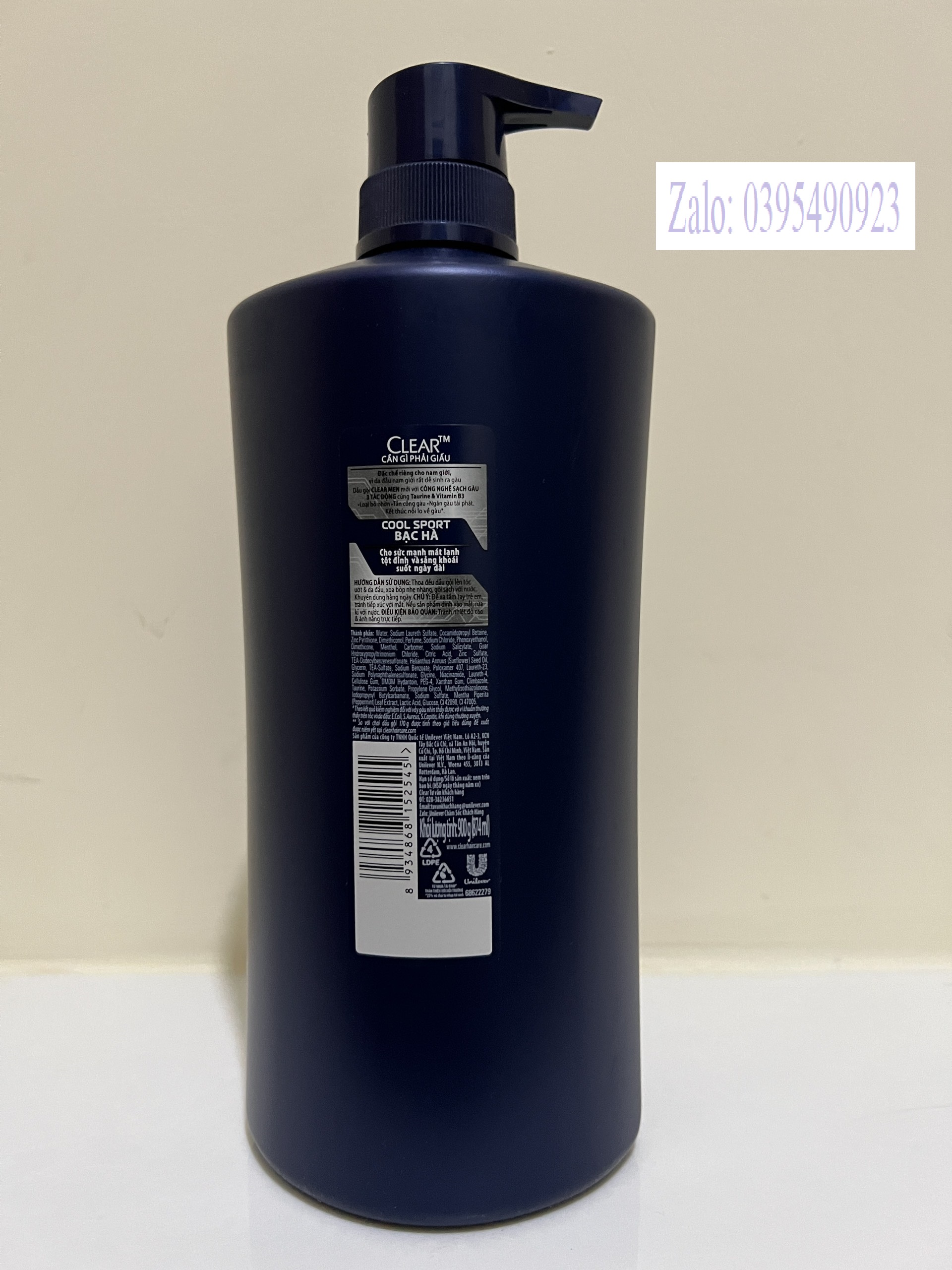 [HCM]Dầu gội Clear men bạc hà mát lạnh 900g (Mẫu Mới Date 2025)