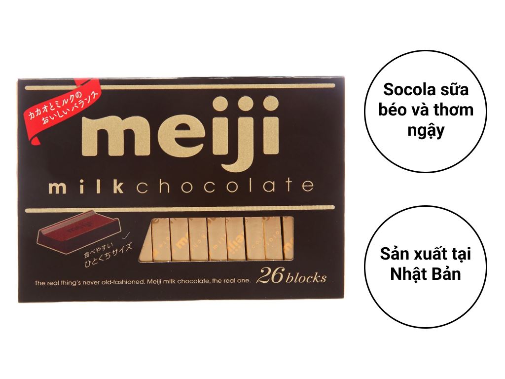 Date 26 Socola Meiji Nhật 120g  hộp 26 Thanh - socola trà xanh / socola sữa / socola đen/ socola dâu