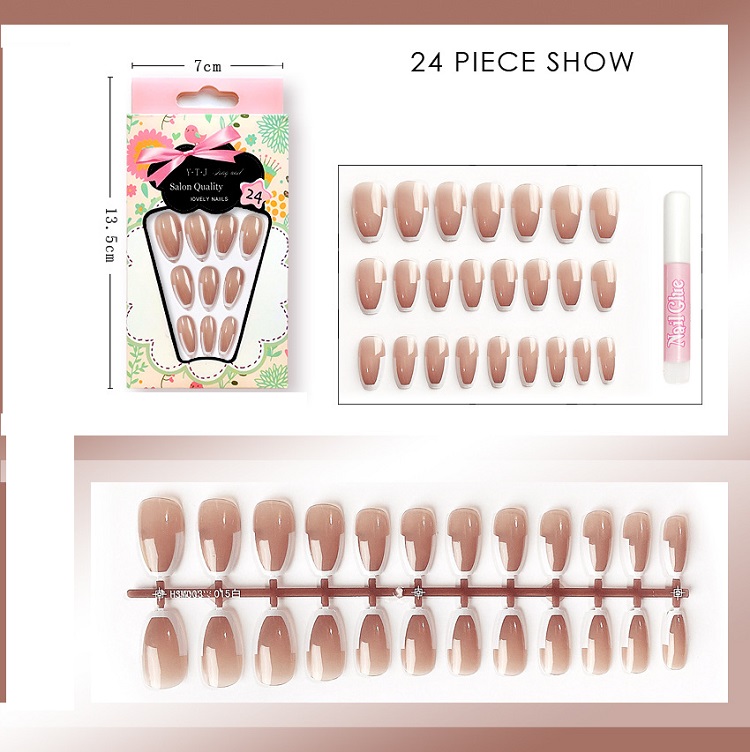 [HCM]Bộ 24 Móng Tay Giả Nude viền bạc