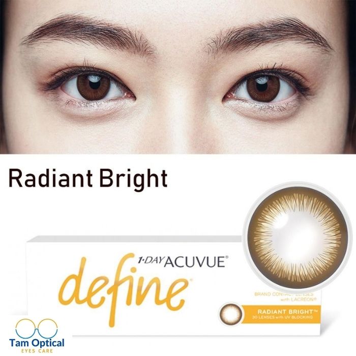 Acuvue Define 1-Day Radiant Bright 30lenses/30chiếc - Kính áp tròng có màu Acuvue Define tone nâu sáng