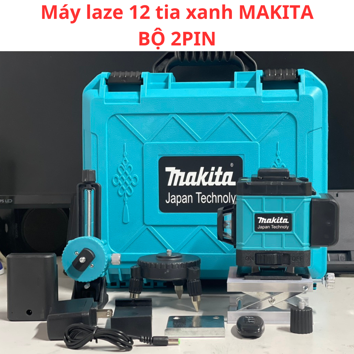 Máy Cân Bằng Laze 12 Tia Xanh Makita Dùng Trong Thi Công đi dây, máng cáp, công tắc, ổ cắm, lắp đèn, ống dẫn nước, lắp điều hòa nhiệt độ.