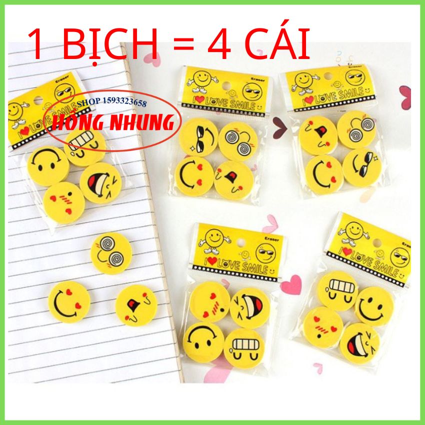 [Mới] Túi Gồm 4 Viên Tẩy Mặt Cười (Tẩy Hình Mặt Cười)