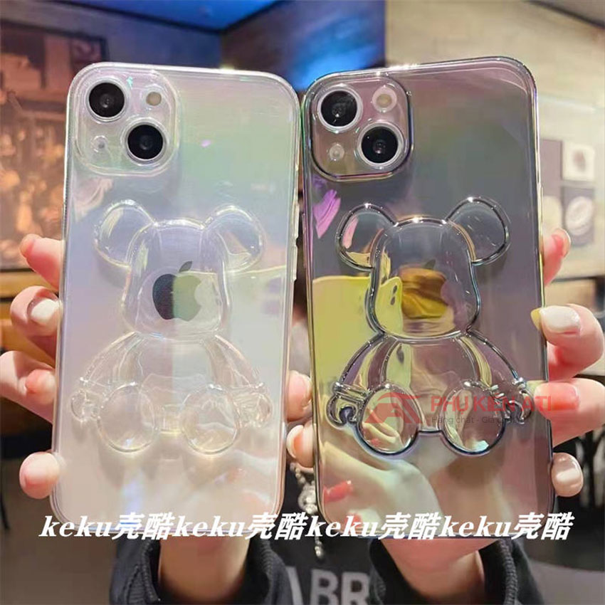 Case for iPhone bear Bearbrick, case phone bear shape color laser transparent for iPhone series 11, iPhone 12, iPhone 13 Promax-accessories ATI