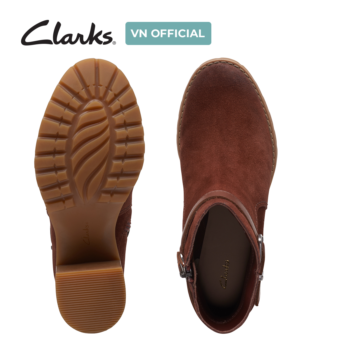 Giày Bốt Cao Gót Da Nữ Clarks - Clarkwell Hall