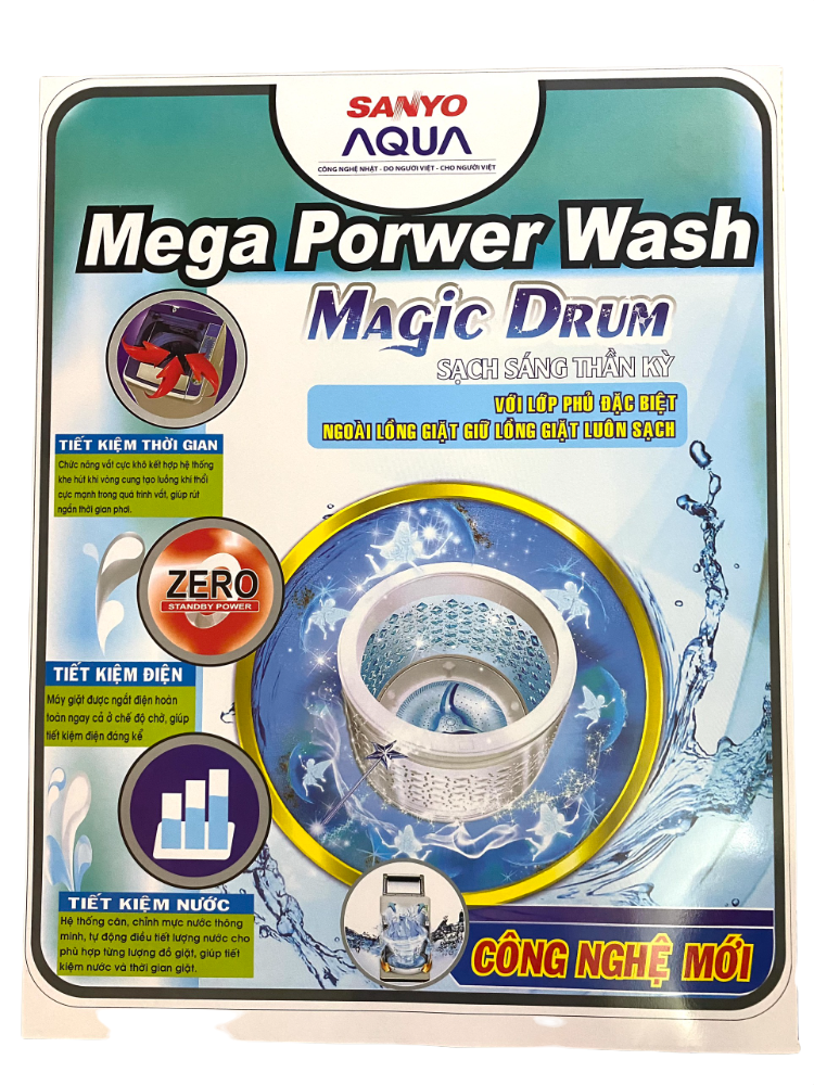 Tem dán máy giặt Sanyo Aqua chất lượng nhiều mẫu