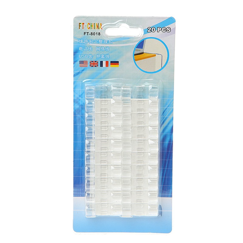 [HCM]Bộ 20 kẹp giữ dây điện cố định dây cáp sạc USB (kích thước 3x1cm)