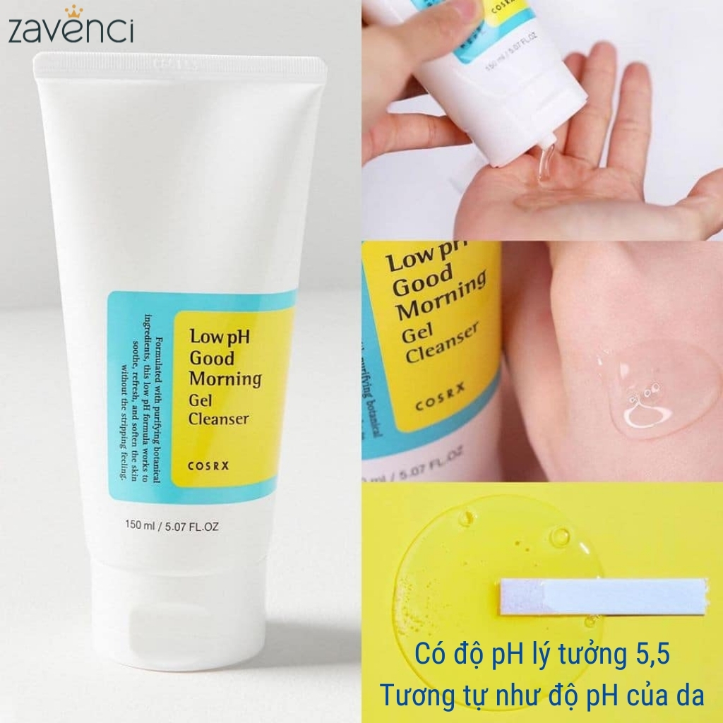 Sữa Rửa Mặt Cosrx Low pH Good Morning Gel Cleanser Dạng Gel Sạch Mụn Giúp Kiềm Dầu Và Se Khít Lỗ Chân Lông zavenci (150ml)