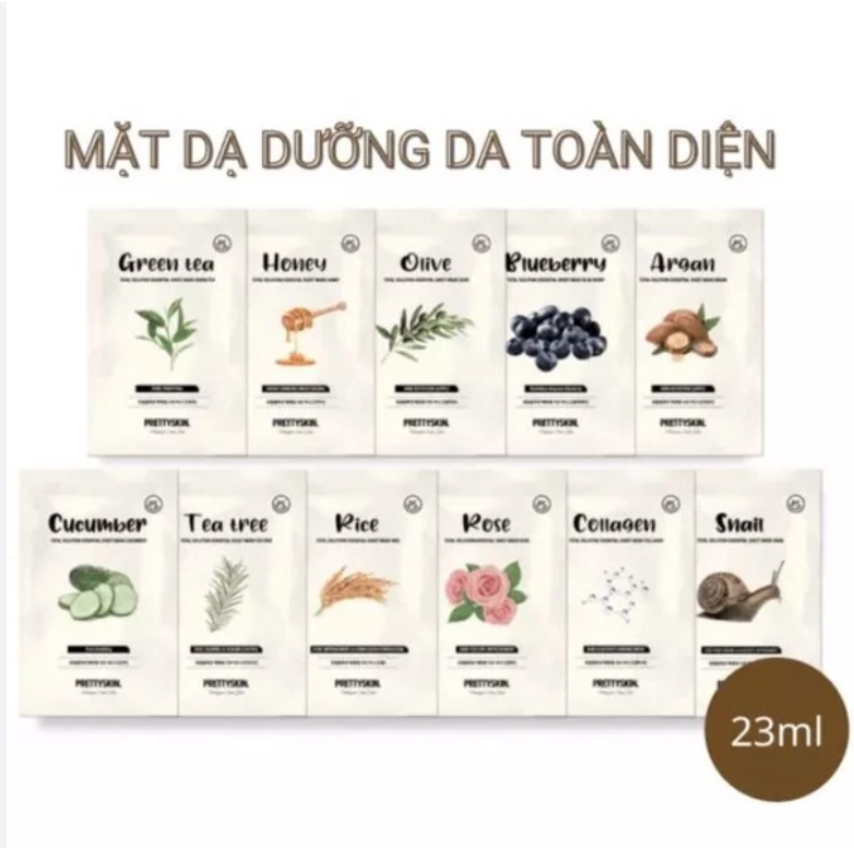 Lẻ Miếng Mặt Nạ tinh chất Pretty Skin Total Solution Essential Sheet Mask 23g
