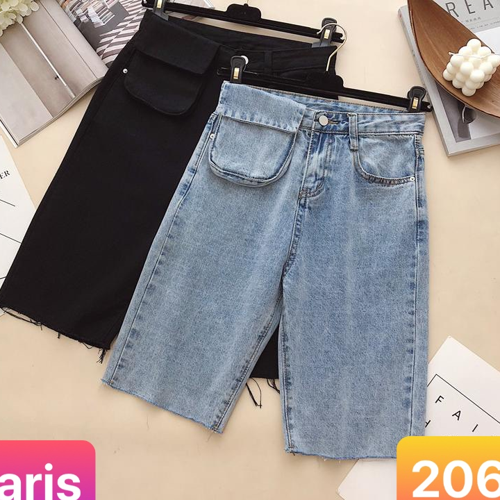 QUẦN SHORT SỌT JEAN LỬNG KIỂU NGỐ NỮ CHẤT BÒ XANH RÁCH TRƠN ULZZANG LƯNG CAO NÂNG MÔNG PR-206 - PARIS FASHION