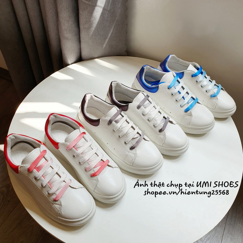 Giày thể thao nữ trắng gót đen/xanh/đỏ da mềm đế cao 3cm mới hot tập gym chạy bộ đi học đi chơi độn tôn dáng trẻ trung mẫu mới dễ phối đồ giá rẻ êm