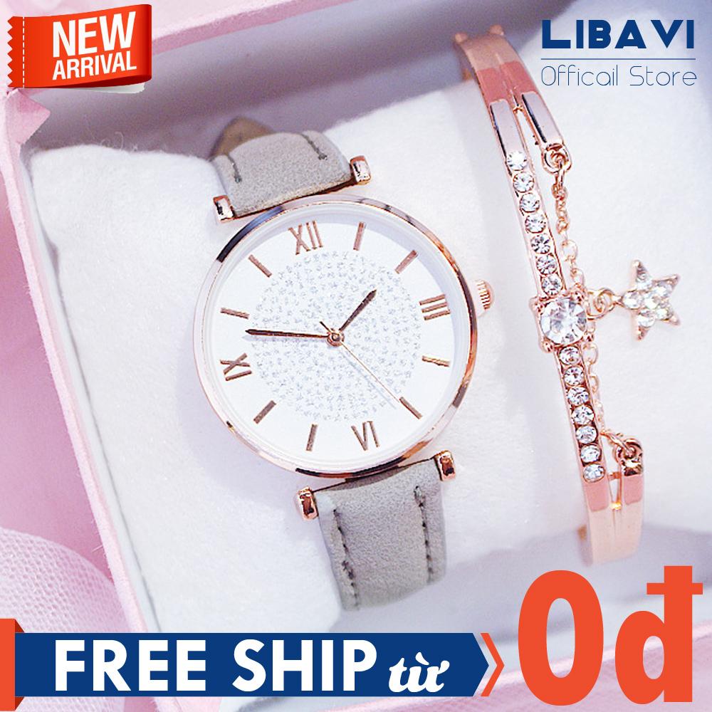 [TẶNG VÒNG TAY NGẪU NHIÊN] Đồng hồ nữ Candycat C46, đồng hồ mặt tròn La Mã đính đá, chạy 3 kim, dây đeo da cao cấp, kháng nước, chống trầy nhẹ (nhiều màu)