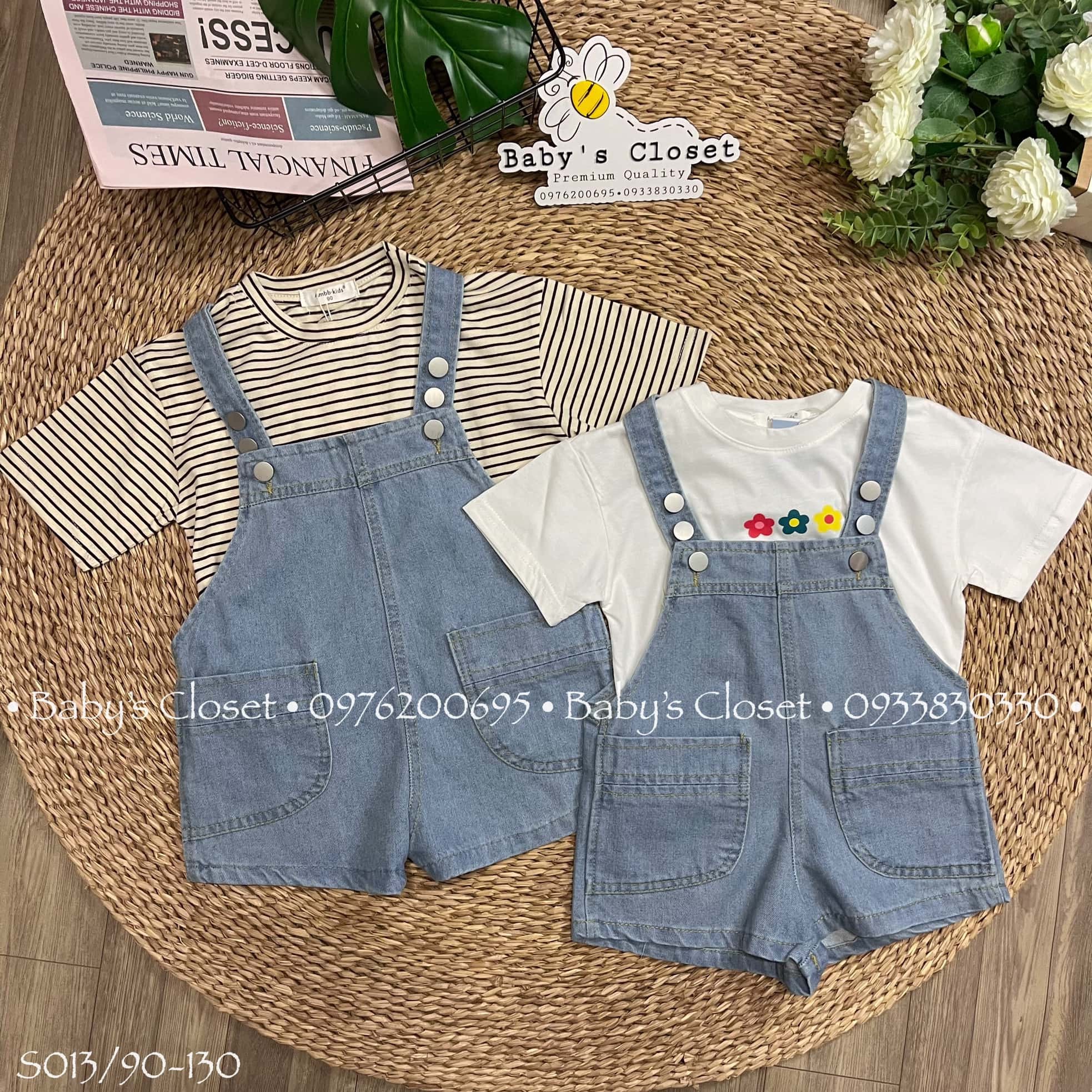 Yếm bò túi đắp cho bé, quần yếm jean đùi cho bé trai và bé gái.