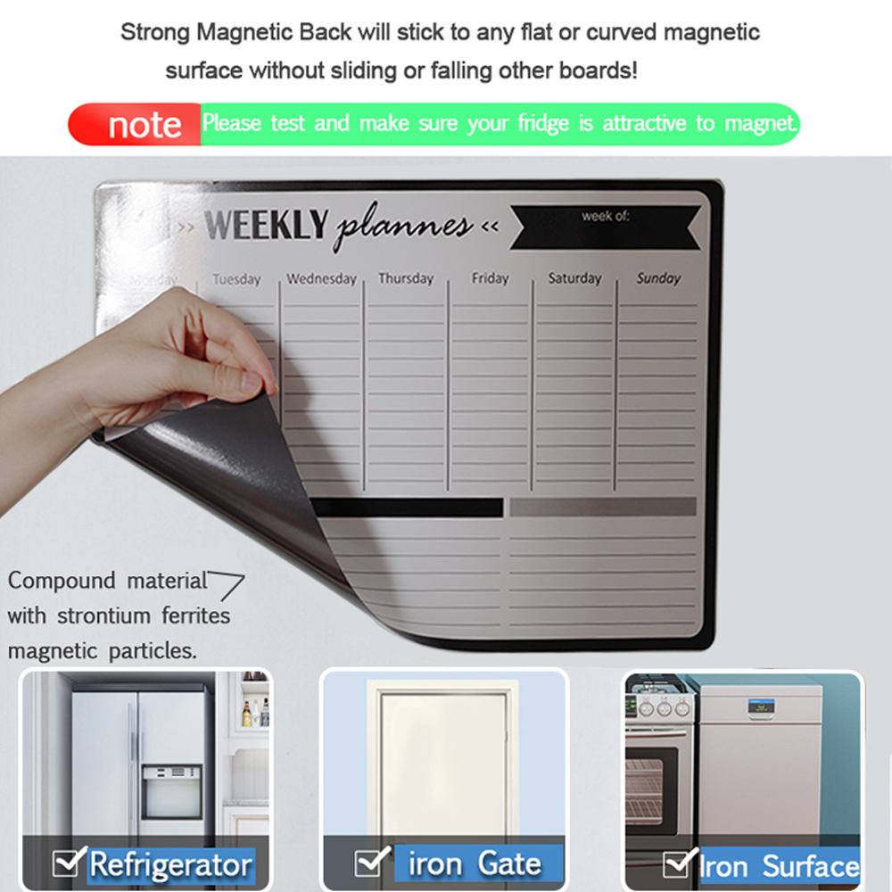 Multi-purpose Drawing Memo Pad Soft Notes Board Message Board Magnetic Whiteboard Weekly and Monthly Planner Fridge Sticker Planner Whiteboard