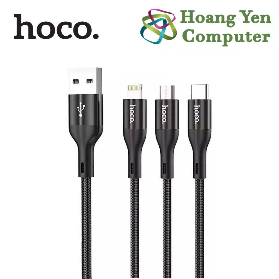 Cáp Sạc Hoco X2 Max 3 Đầu IPhone - Micro Usb - Type C Dây Dù Chống Đứt Dài 1M - BH 6 Tháng 1 đổi 1 (MÀU SẮC NGẪU NHIÊN)