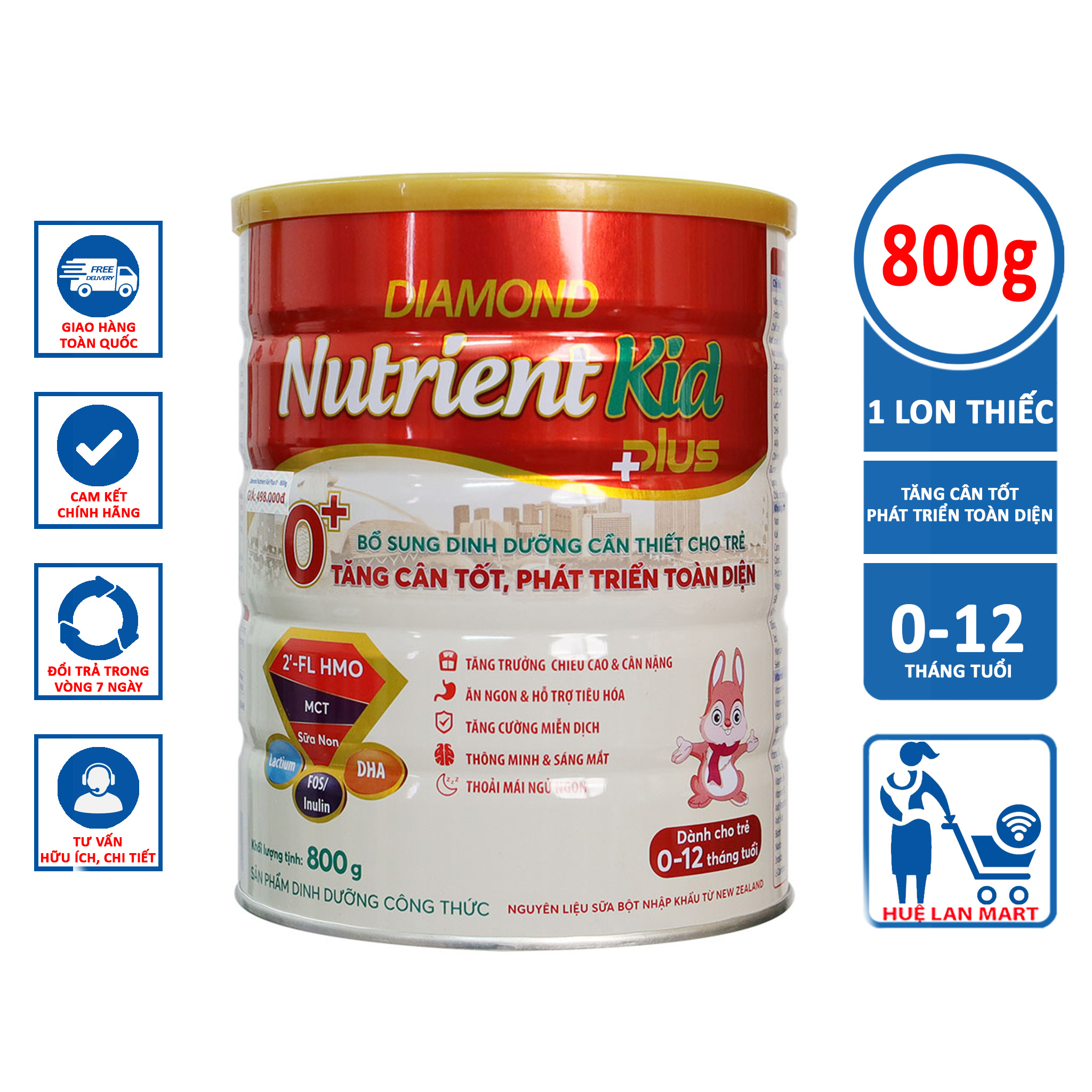 Sữa Bột DIAMOND Nutrient Kid Plus 0+ - Hộp 800g (Cho trẻ 0~12 tháng tuổi)