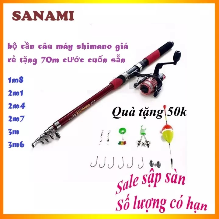 Bộ Cần Câu Máy Shimano Rút Giá Rẻ BoTC01-SaNaMi Fishing Chất Liệu Cao Cấp, Tiện Dụng, Gọn Nhẹ, Độ Bền Cao, Giá Siêu Rẻ Tặng Kèm Bộ Phụ Kiện 50k đủ để đi câu