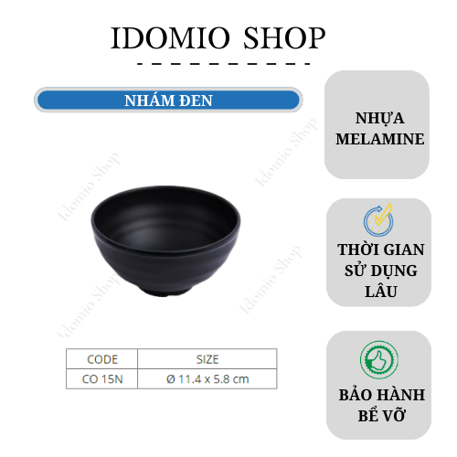 Chén Ăn Cơm Tròn Đen - Nhựa Melamine Màu Đen – CO15N