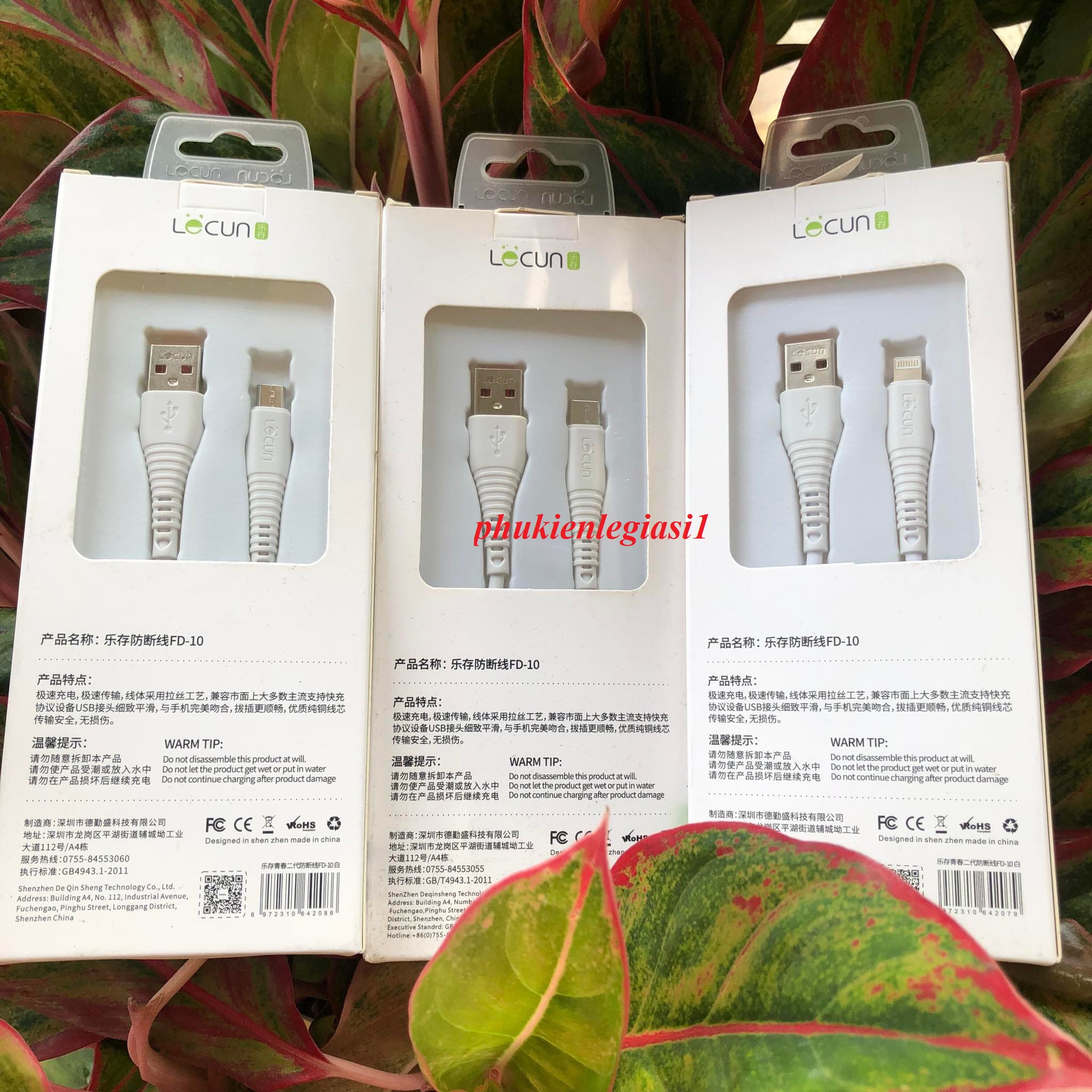 Cáp sạc Iphone, Type C, Micro USB hiệu Lecun mã FD10