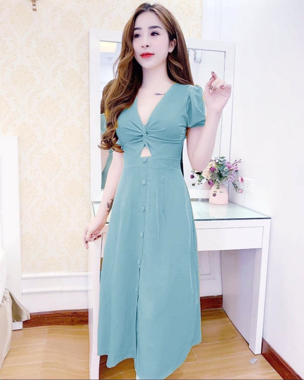 ĐẦM CÁT HÀN XOÁN NGỰC  THỜI TRANG CỰC DẼ THƯƠNG