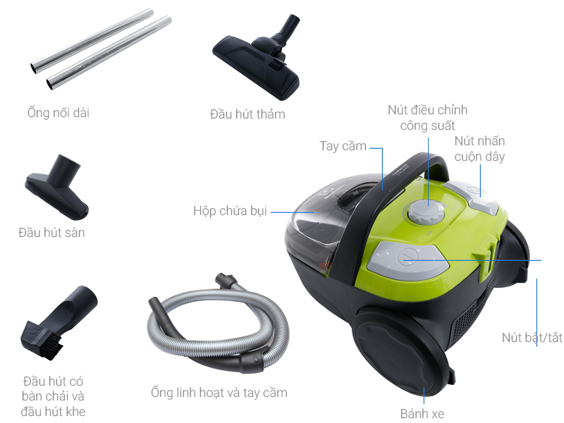 Máy hút bụi Electrolux Z1231 1600W (TRƯNG BÀY BỎ MẪU MỚI 98%)