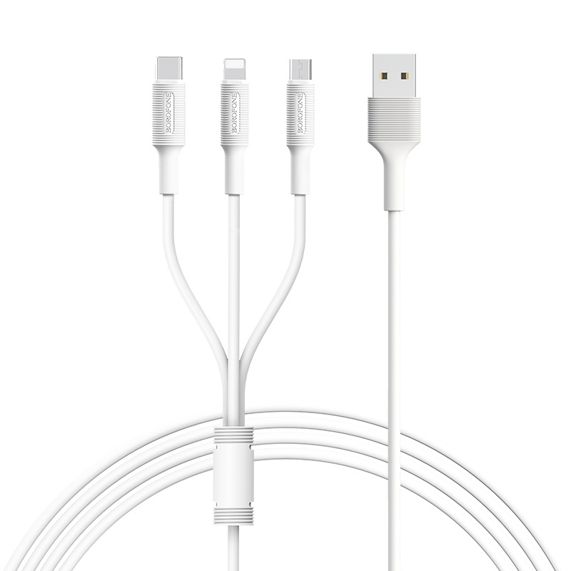 Cáp sạc 3 trong 1 lightning- type c- micro usb dài 1m borofone bx1