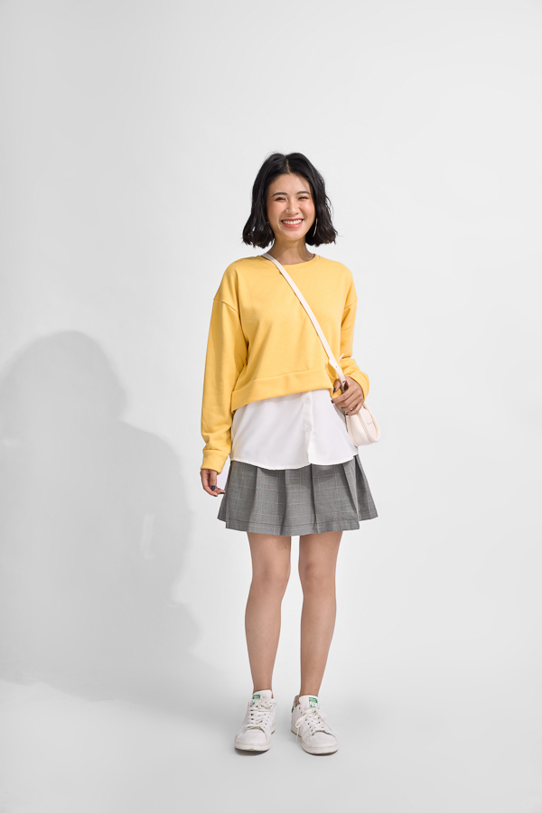 [NHẬP MÃ NOVFALAZSOCIAL02 GIẢM 40K ĐƠN 199K  ] Áo sweater Maybi suông thun phối lai sơmi