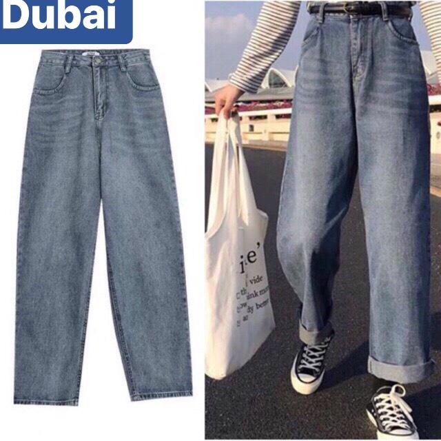 QUẦN BAGGY JEAN NỮ XANH CHẤT BÒ ỐNG RỘNG DÀI LƯNG CAO NÂNG MÔNG NHẬT BẢN DB-20  CAO CẤP - DUBAI FASHION