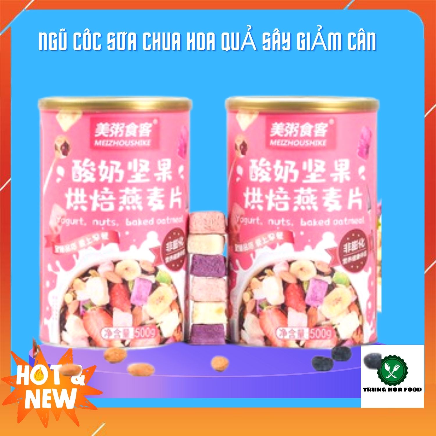 Hộp 500Gr Ngũ Cốc Sữa Chua Hoa Quả Sấy Giảm Cân Siêu Ngon