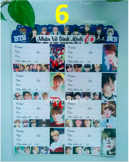 NHÃN VỞ KPOP BTS 1 XẤP 16 NHÃN