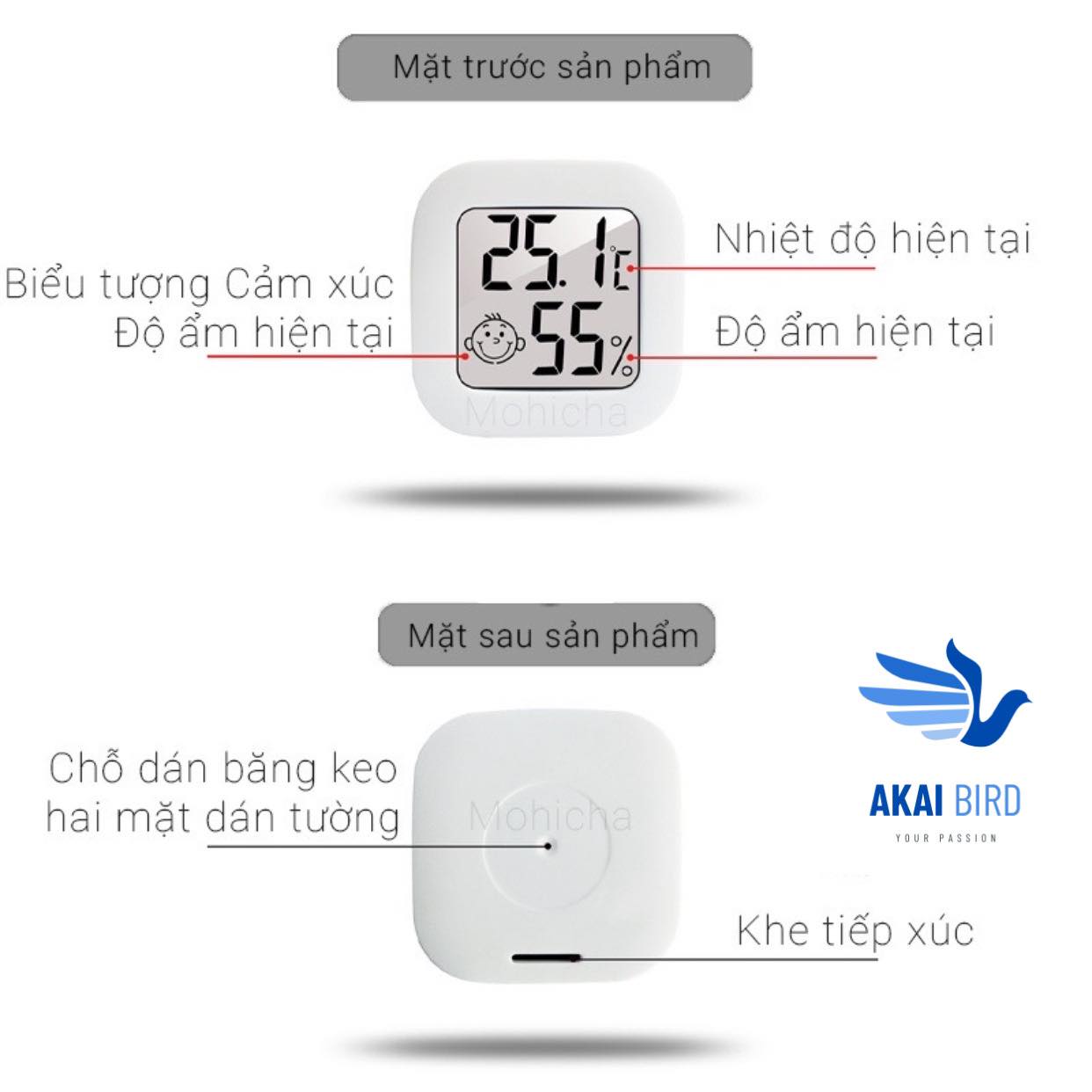 Máy Đo Nhiệt Độ & Độ Ẩm Màn LCD Có Sẵn Pin