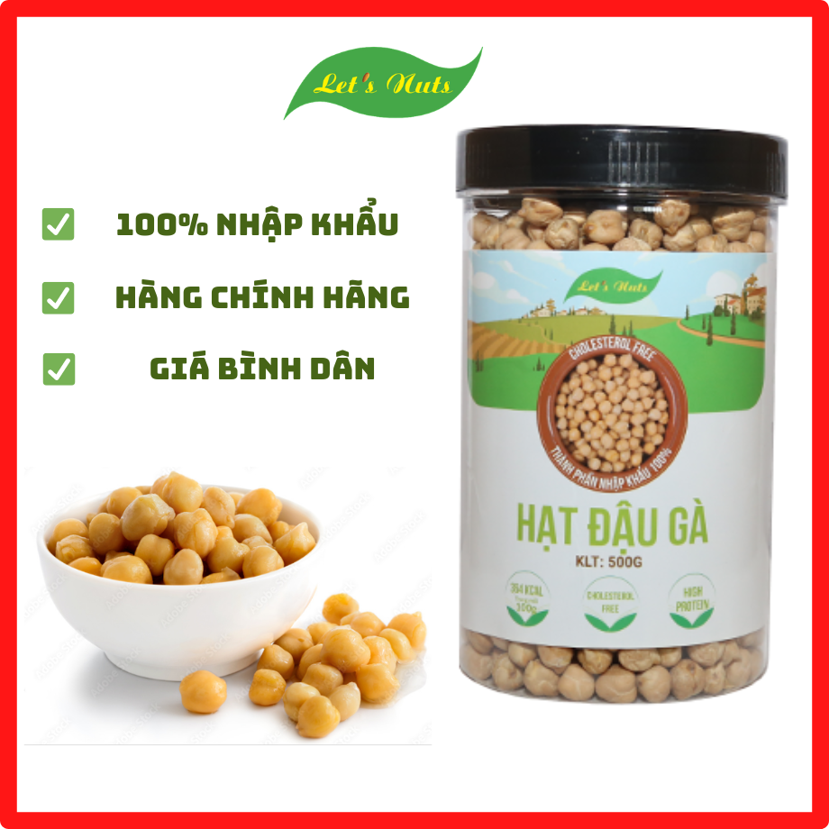 Hạt đậu gà hữu cơ Let s Nuts hộp 500g nhập khẩu từ Canada dùng làm sữa đậu