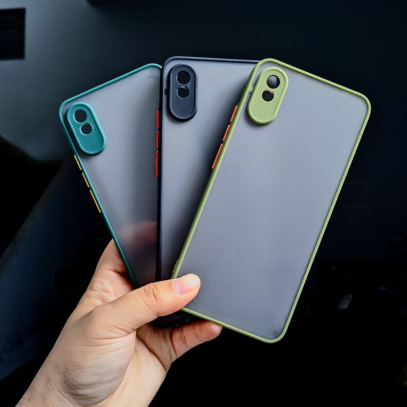 Redmi 9A - Ốp lưng nhám viền màu bảo vệ Camera