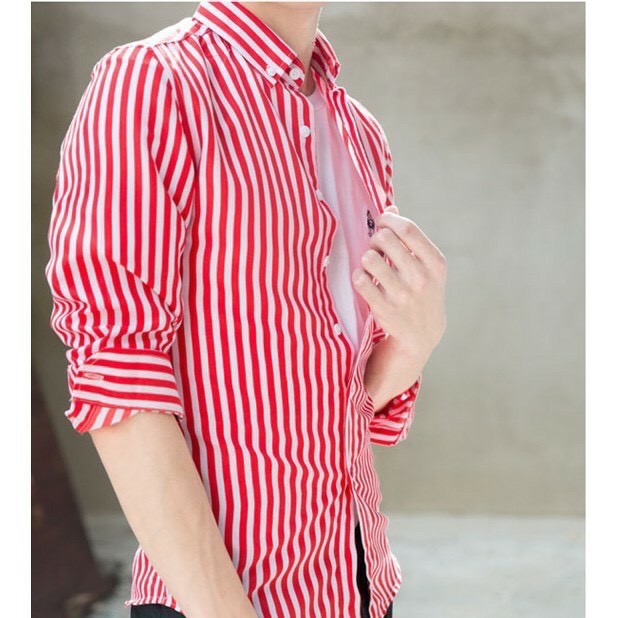Áo sơ mi nam dài tay kẻ sọc trơn mát,dáng trẻ trung,vải không nhăn, dáng body