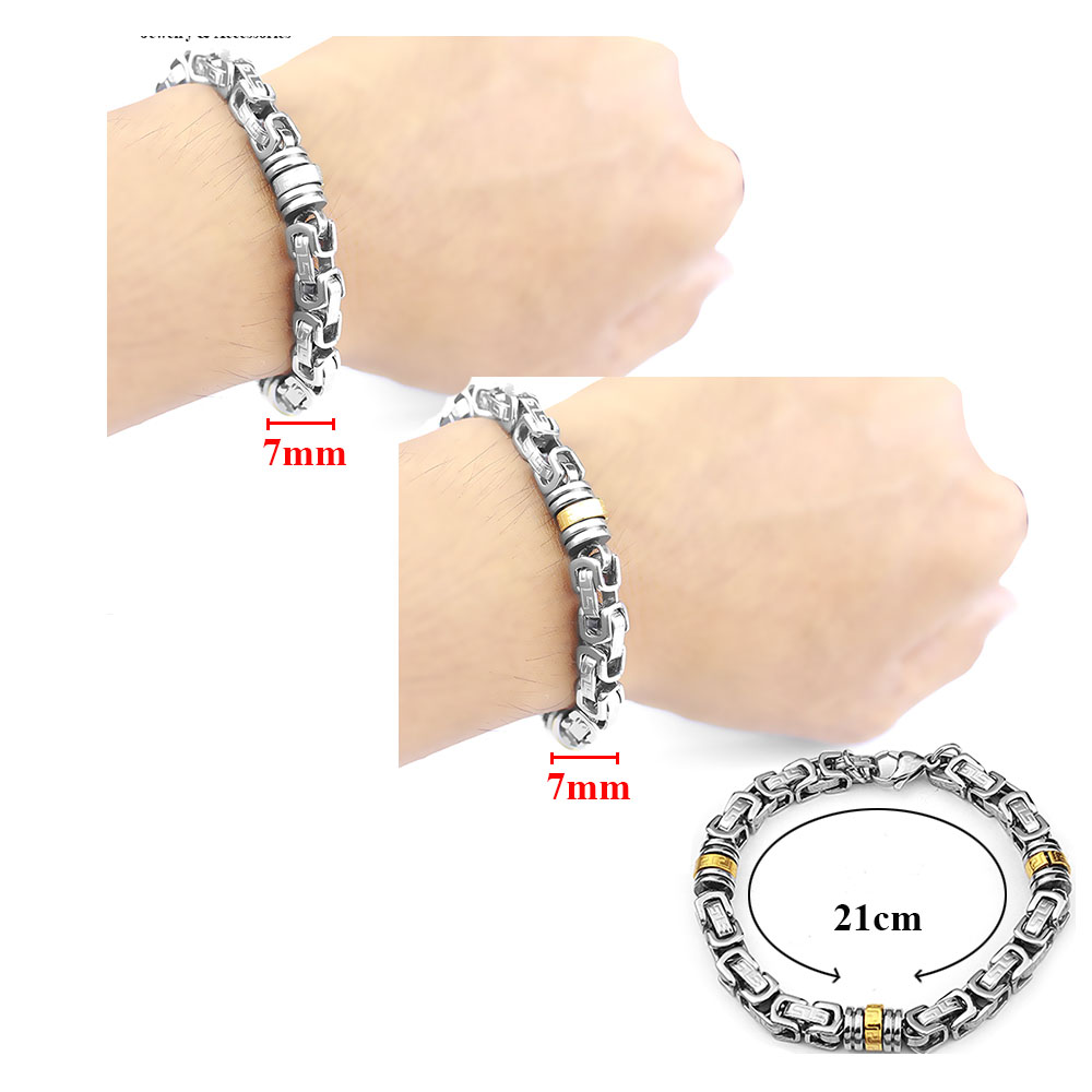 Lắc tay nam hàn quốc 7 ly mạ vàng 24k, kích thước 21 cm, hàng cao cấp titan chuyên dụng cụ đựng nước và thiết bị y tế