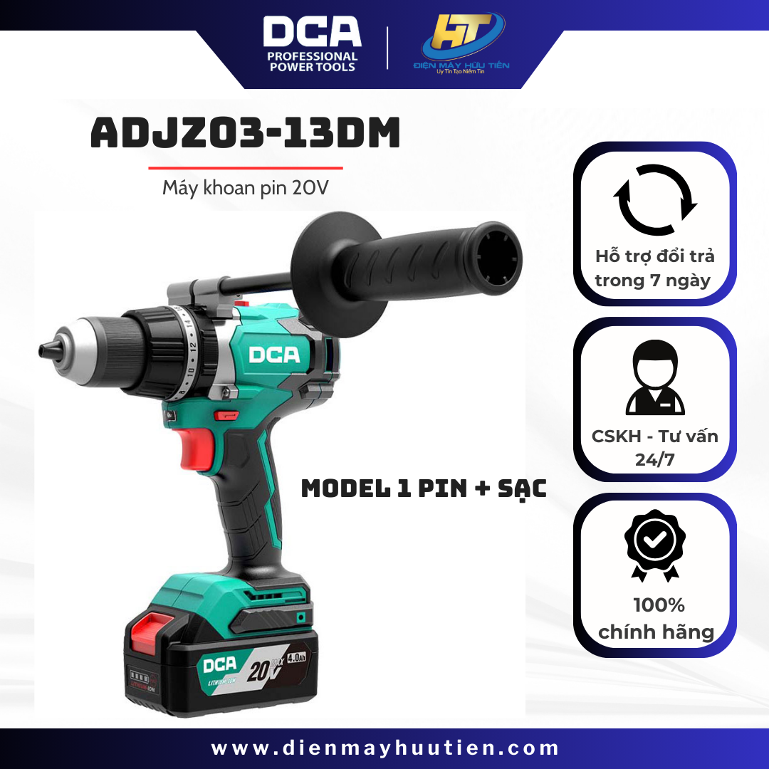 Máy khoan búa dùng pin 20v dca adjz03-13