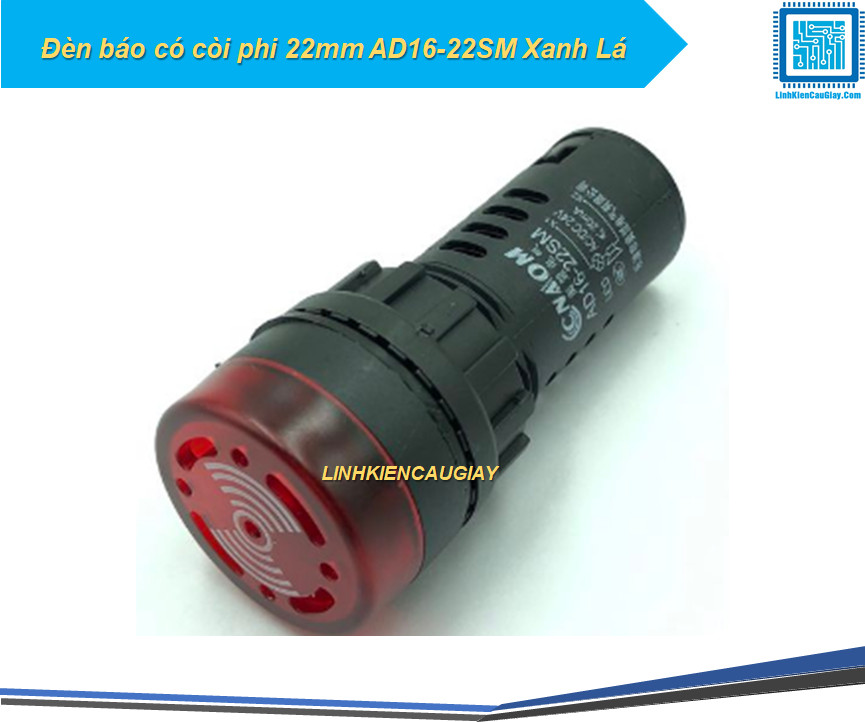 Đèn báo có còi phi 22mm ad16-22sm màu xanh lá