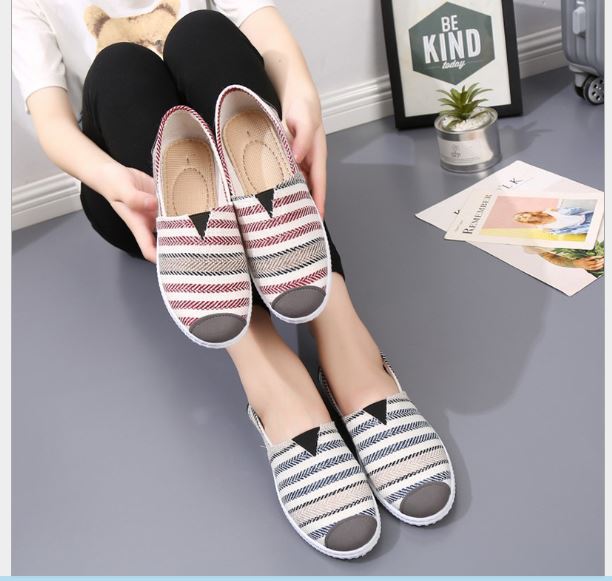 Giày lười nữ giày slip on nữ sọc ngang