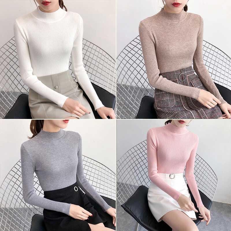 ÁO LEN CỔ 3 PHÂN DÀI TAY CHO NỮ - LEN MỀM MỊN