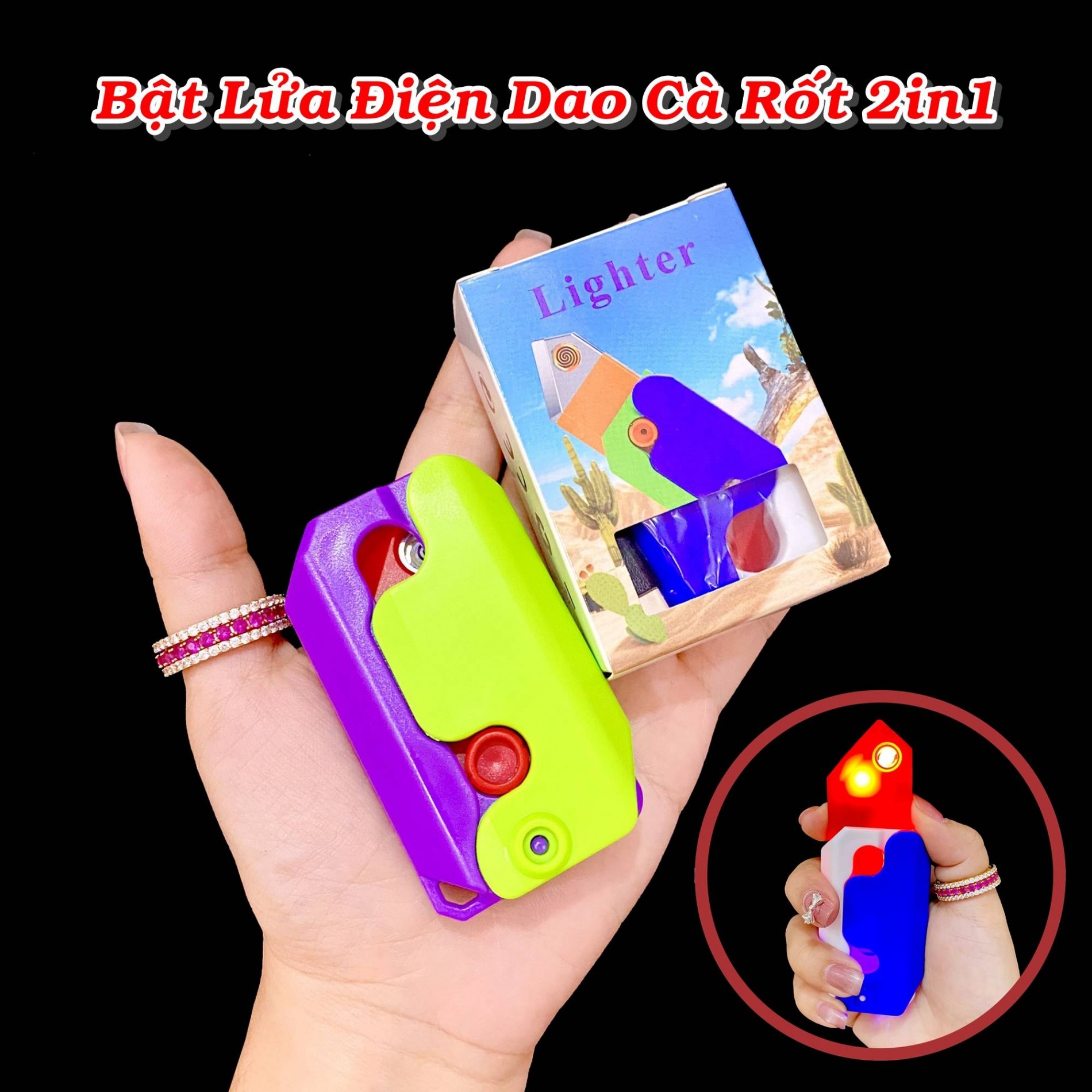 bật lửa điện cà rốt 2in1 ( đồ chơi vô tri ) - sạc điện