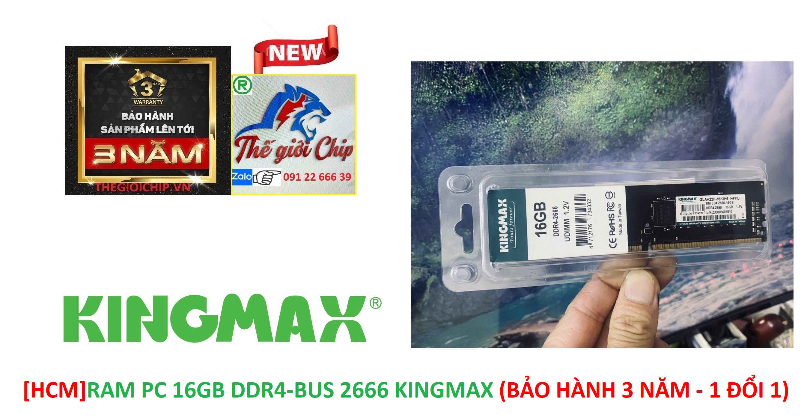 [HCM]RAM PC 16GB DDR4-BUS 2666 KINGMAX (BẢO HÀNH 3 NĂM - 1 ĐỔI 1)