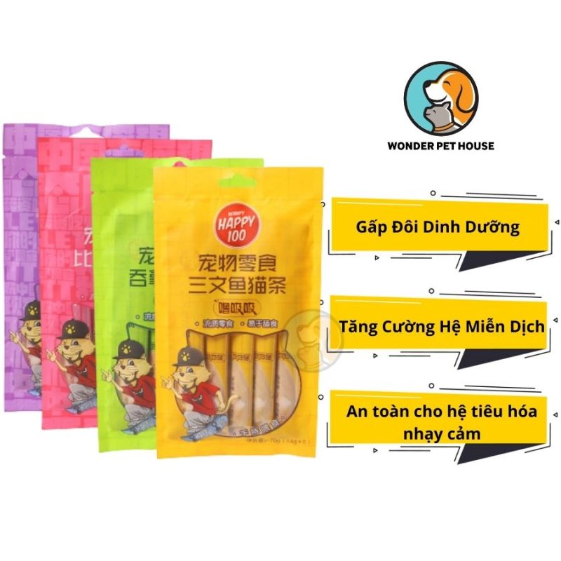 Súp Thưởng Wanpy Happy 100 Cho Mèo gói 5 thanh* 14g