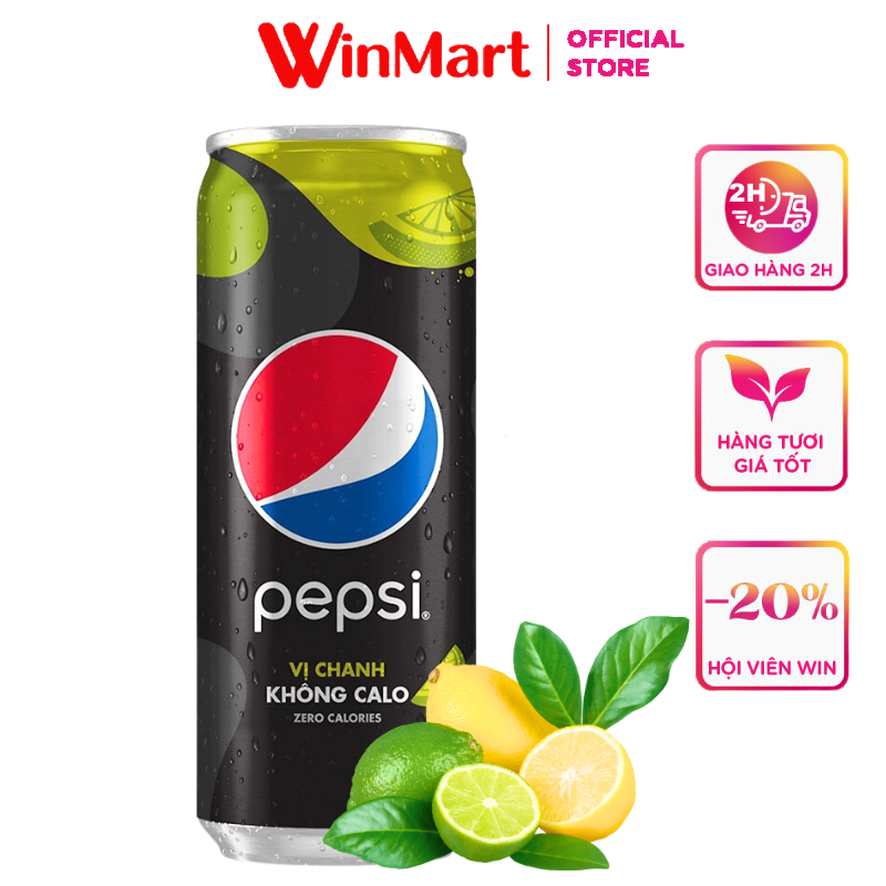 [Siêu thị WinMart] - Nước không calo chanh PEPSI lon 330ml